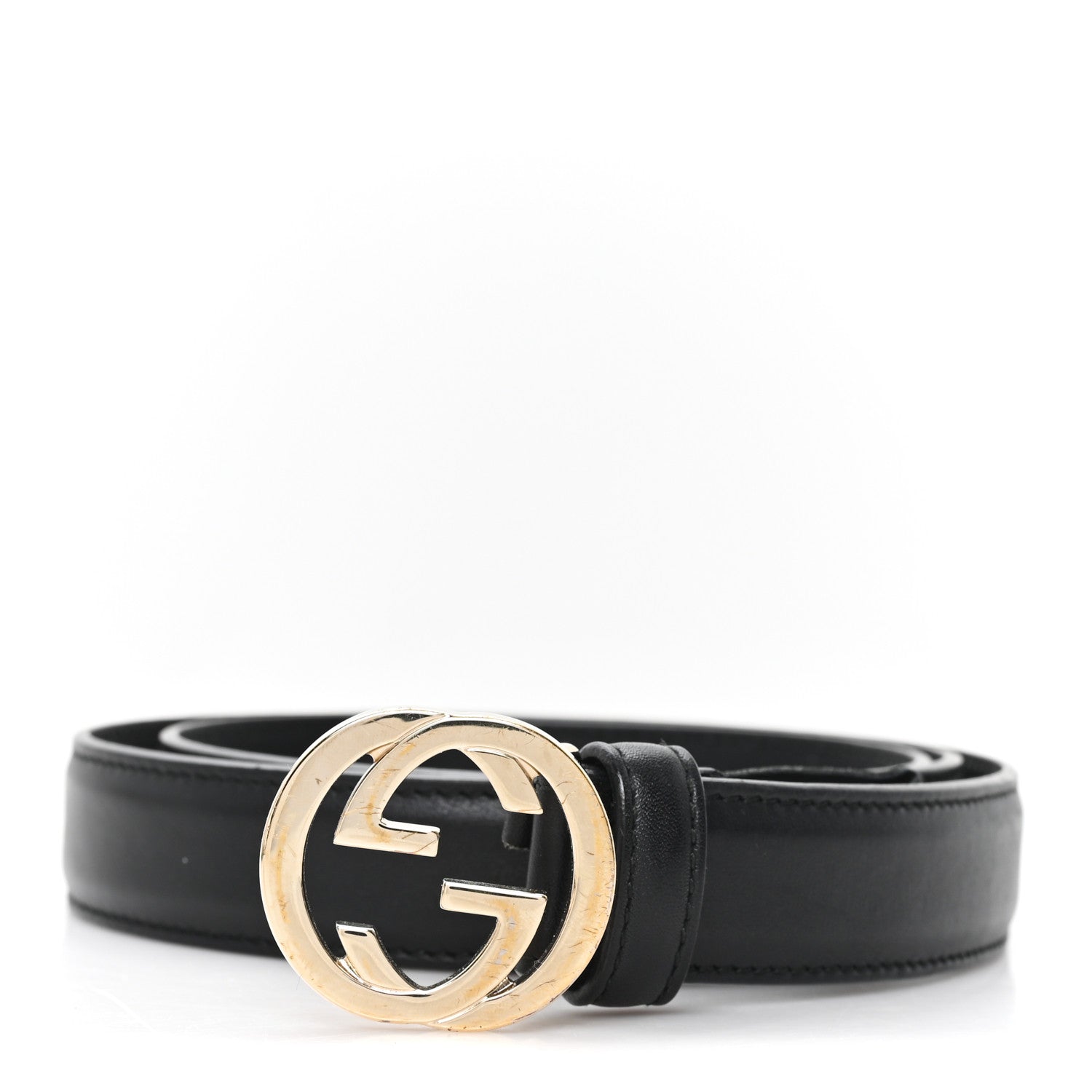 Gucci Moon Calfskin Interlocking G 25mm Belt 85 34 Black