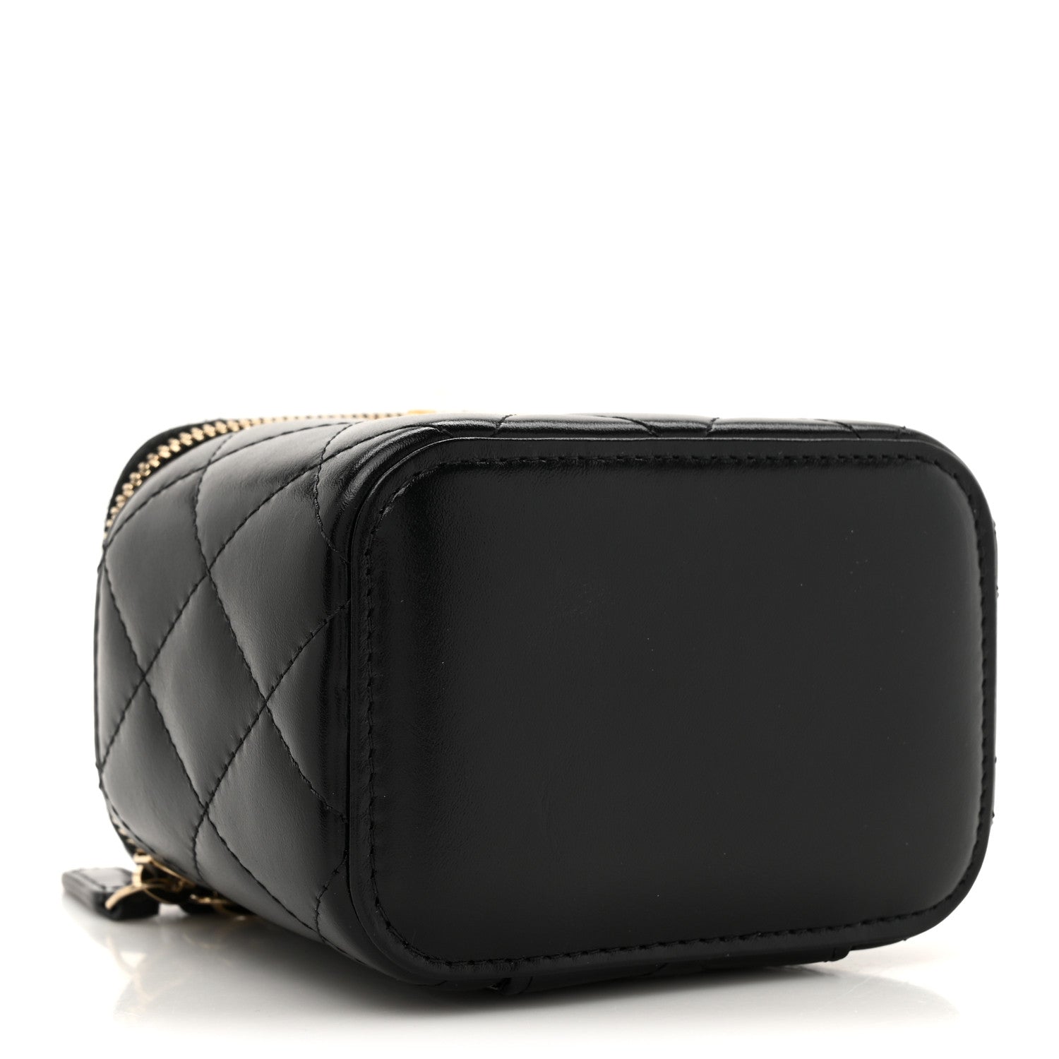 Chanel Calfskin Quilted Mini Perfect Fit Vanity Case With Chain Black