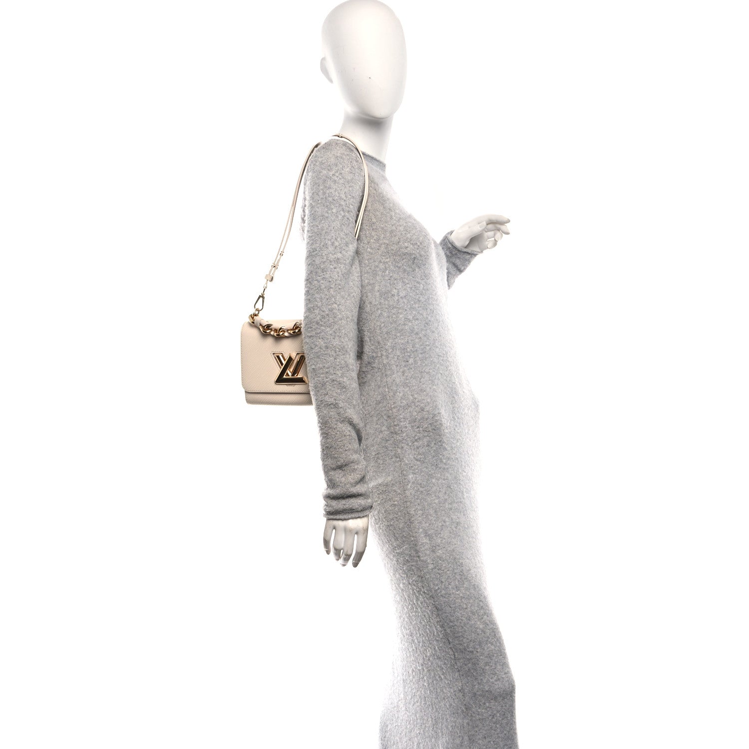 Louis Vuitton Epi Twist Braided Chain Shoulder Bag PM Quartz White