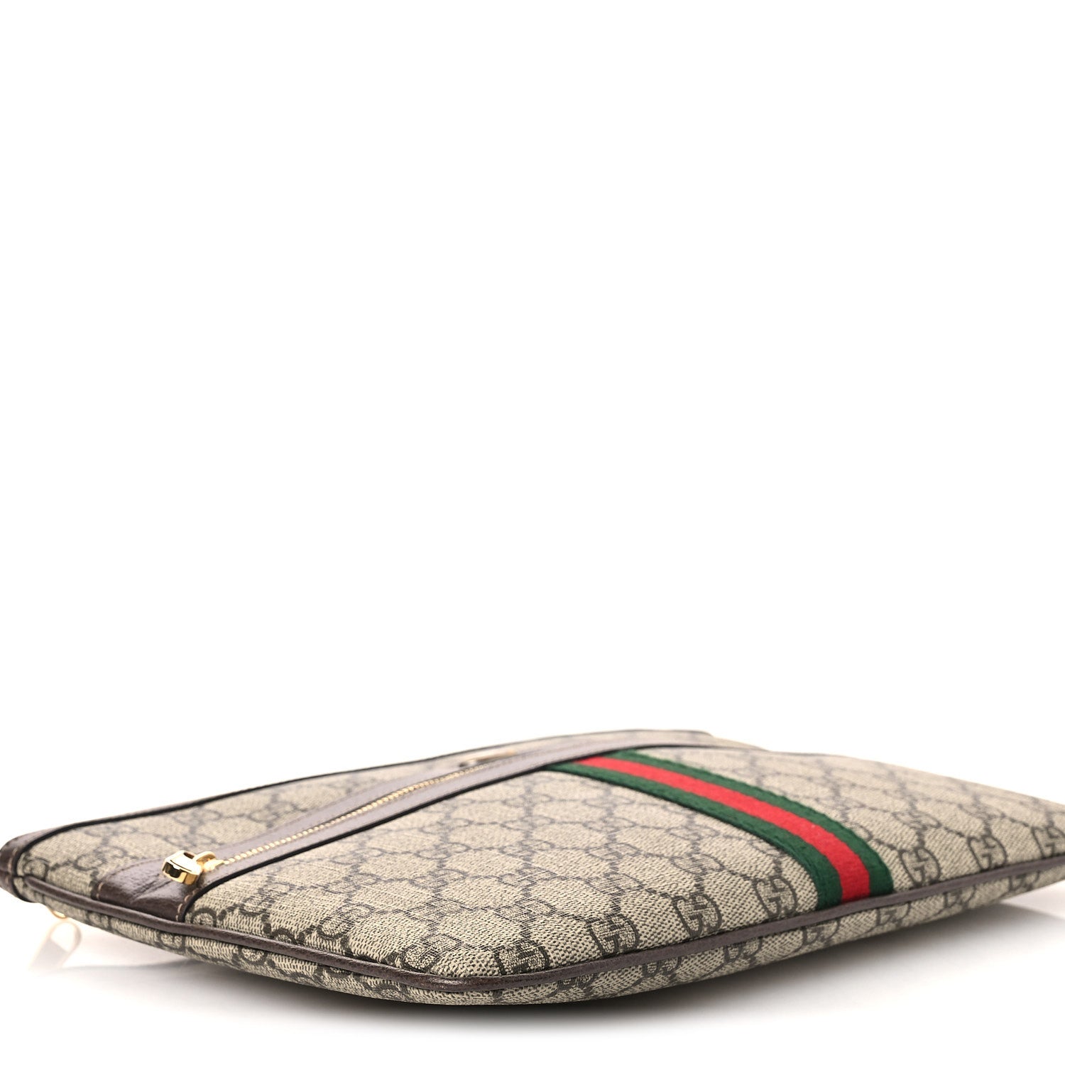 Gucci GG Supreme Monogram Large Ophidia Pouch Clutch Brown