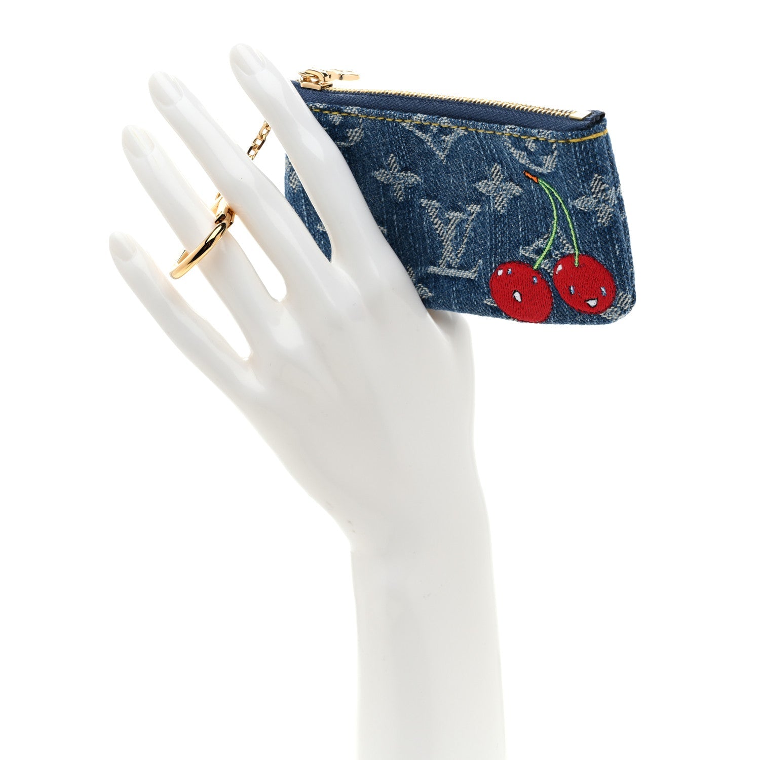 Louis Vuitton LV X TM Monogram Denim Cerises Key Pouch Blue