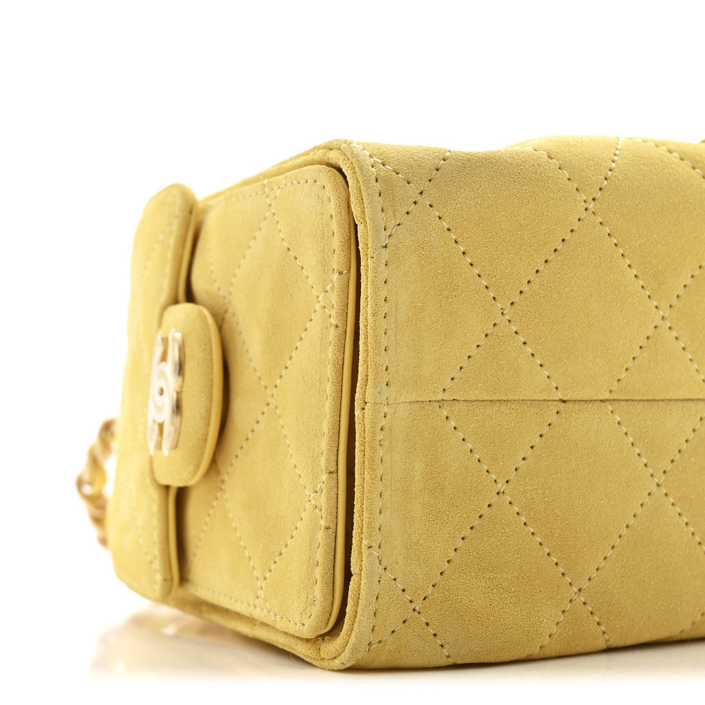 Chanel Suede Quilted Mini Chanel 25 Handbag Yellow