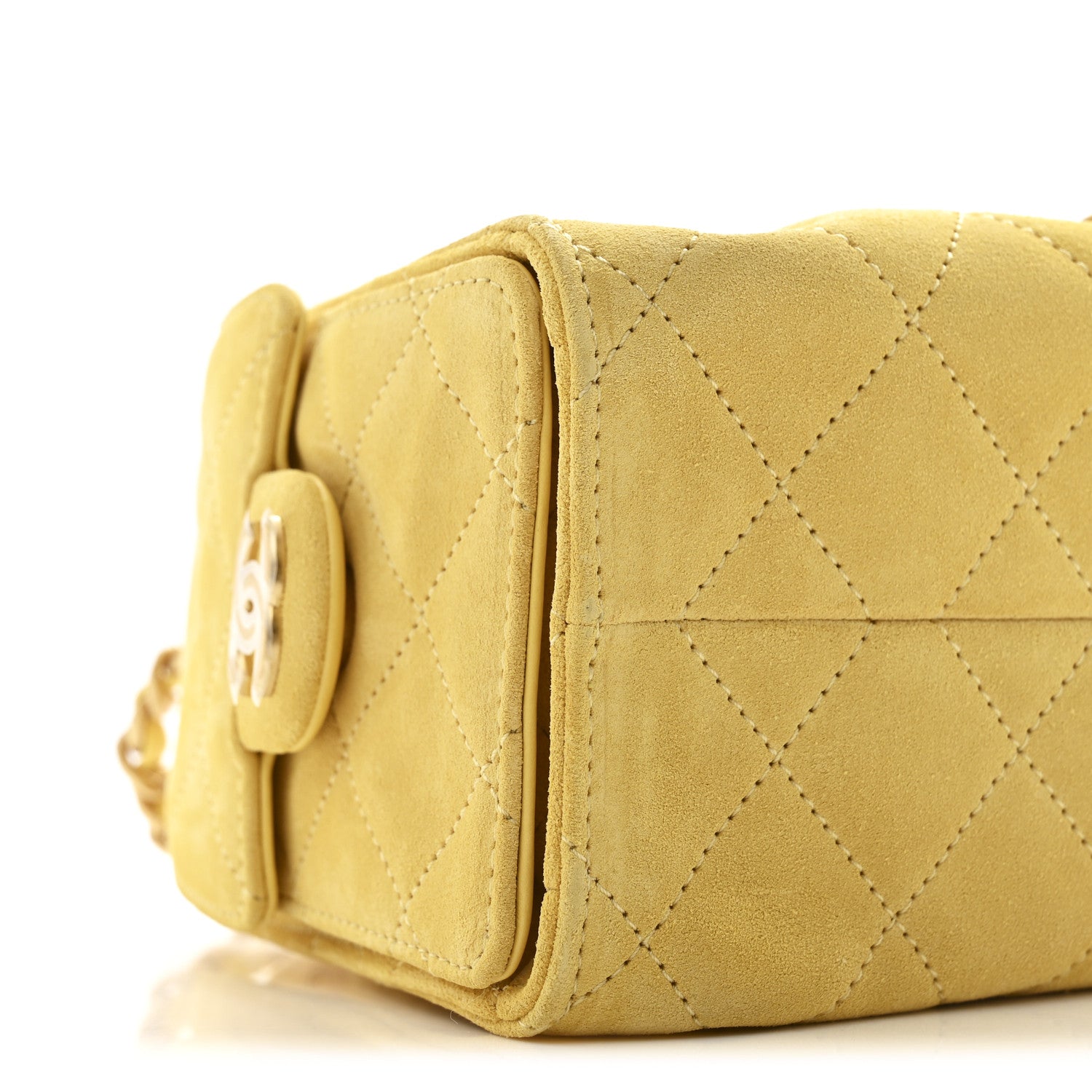 Chanel Suede Quilted Mini Chanel 25 Handbag Yellow