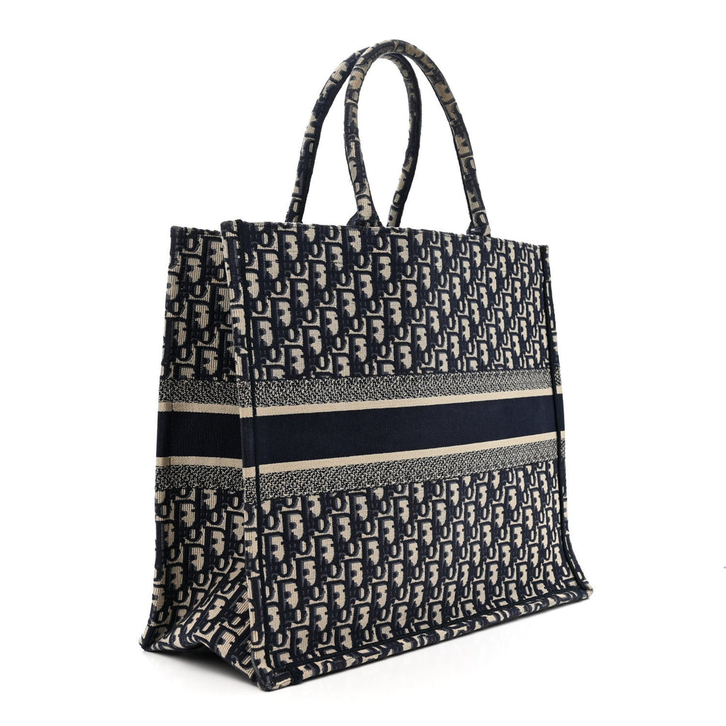 Christian Dior Oblique Large Book Tote Blue Multicolor