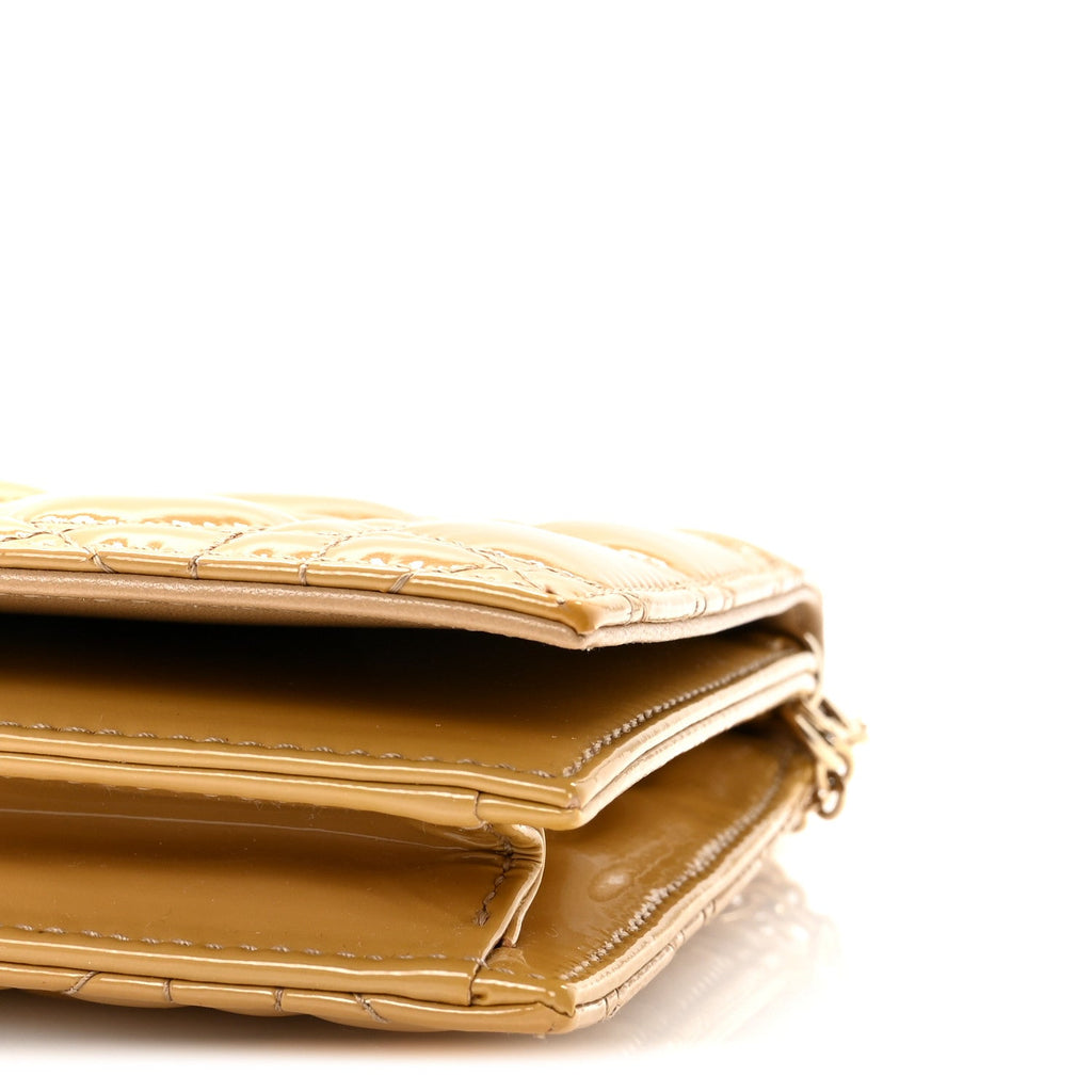 Christian Dior Patent Cannage Lady Dior Convertible Clutch Beige
