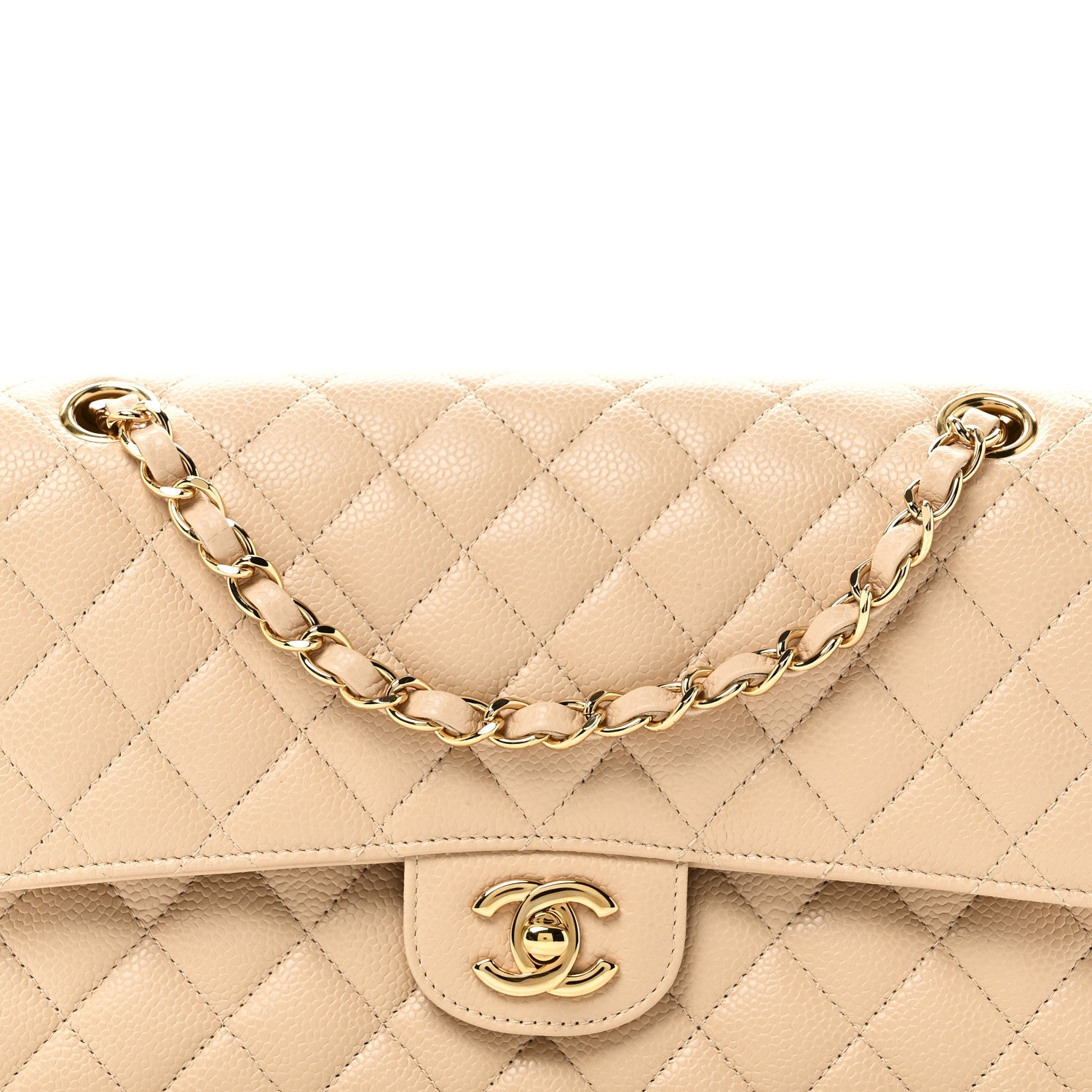 Chanel Caviar Quilted Medium Double Flap Beige