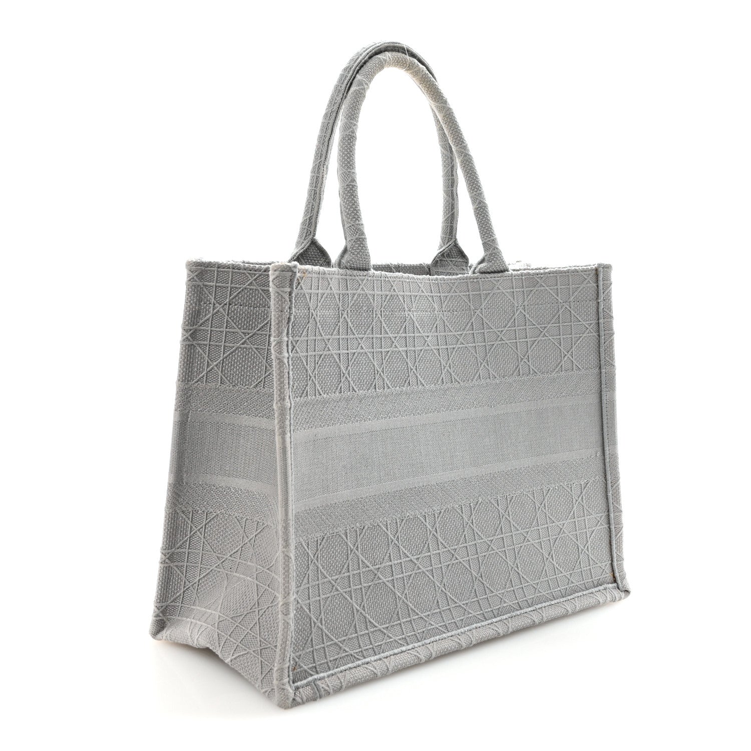 Christian Dior Canvas Embroidered Cannage Medium Book Tote Stone