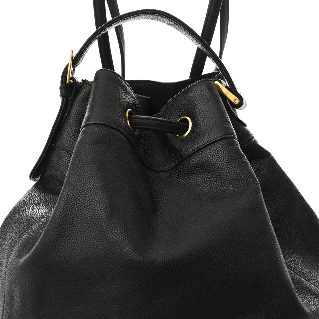 Chanel Caviar Quilted Drawstring Backpack Black