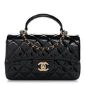 Chanel Patent Quilted Mini Top Handle Rectangular Flap Black