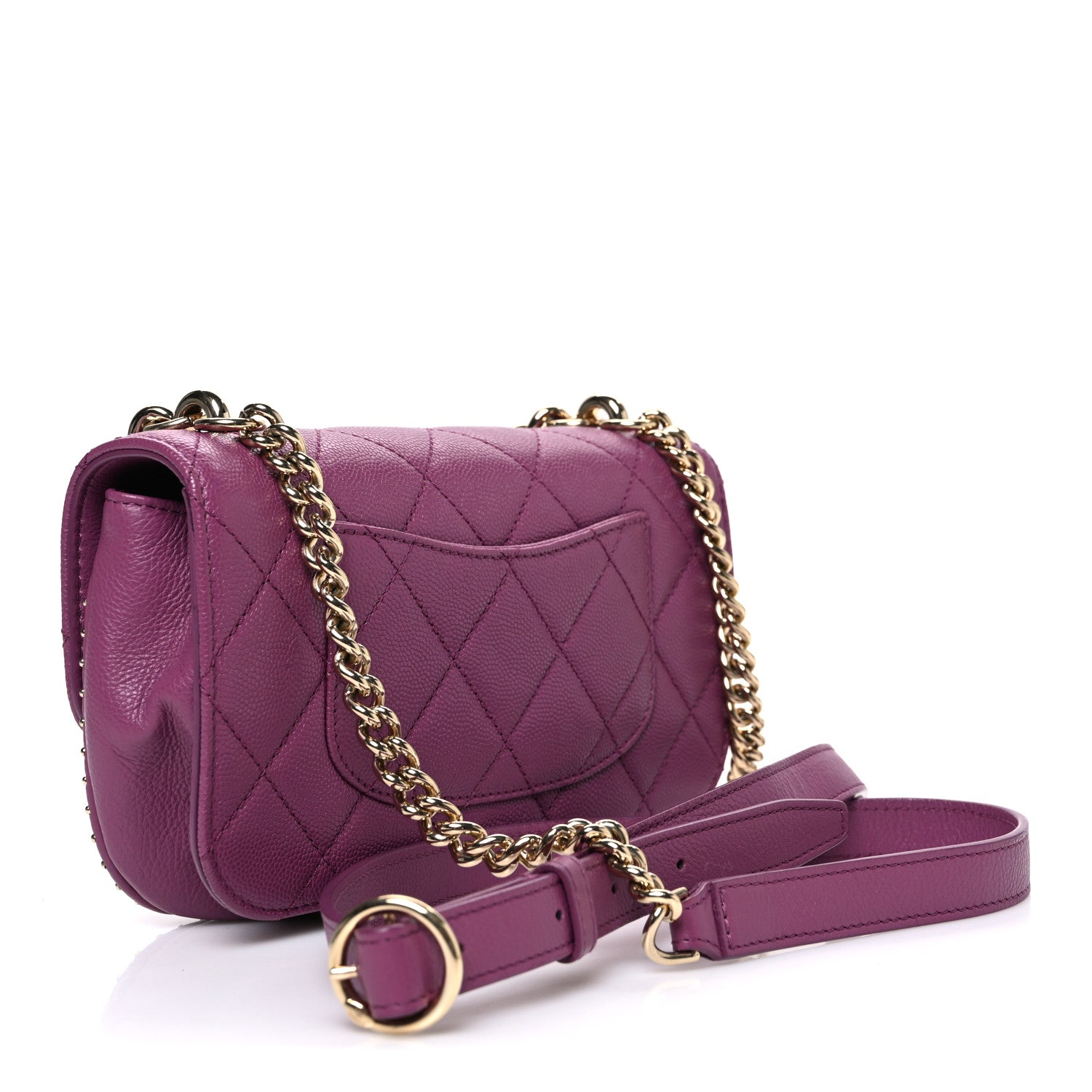 Chanel Caviar Quilted Mini Studded Flap  Purple
