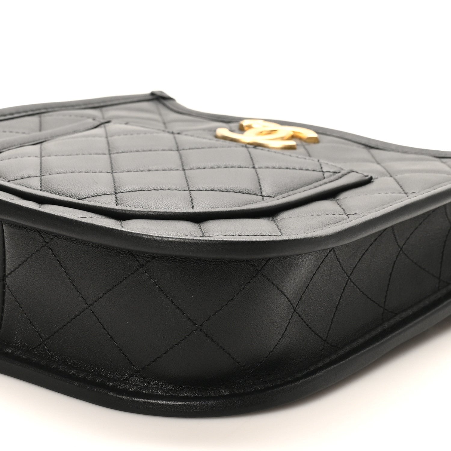 Chanel Calfskin Quilted CC Hobo Handbag Black