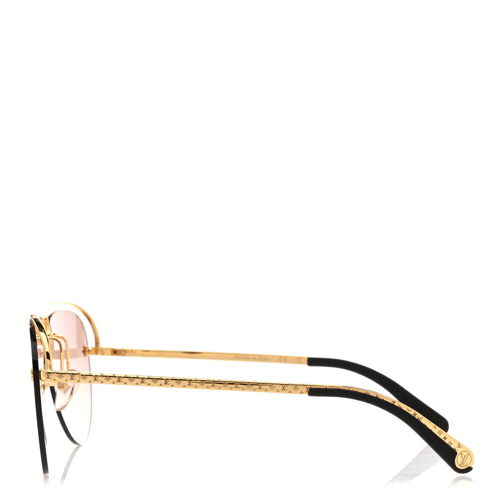 Louis Vuitton Monogram Grease Sunglasses Z1366E Gold