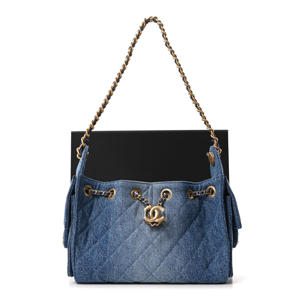 Chanel Washed Denim Quilted Mini Chanel 25 Handbag Blue