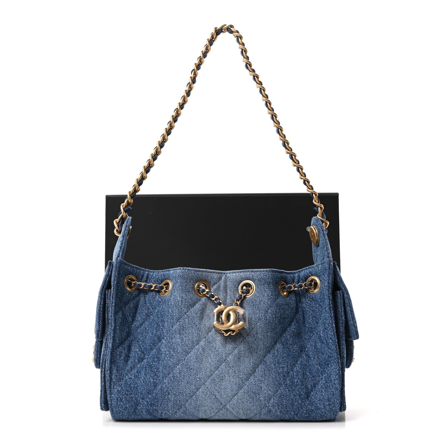 Chanel Washed Denim Quilted Mini Chanel 25 Handbag Blue