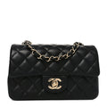 Chanel Lambskin Quilted Mini Rectangular Flap Black