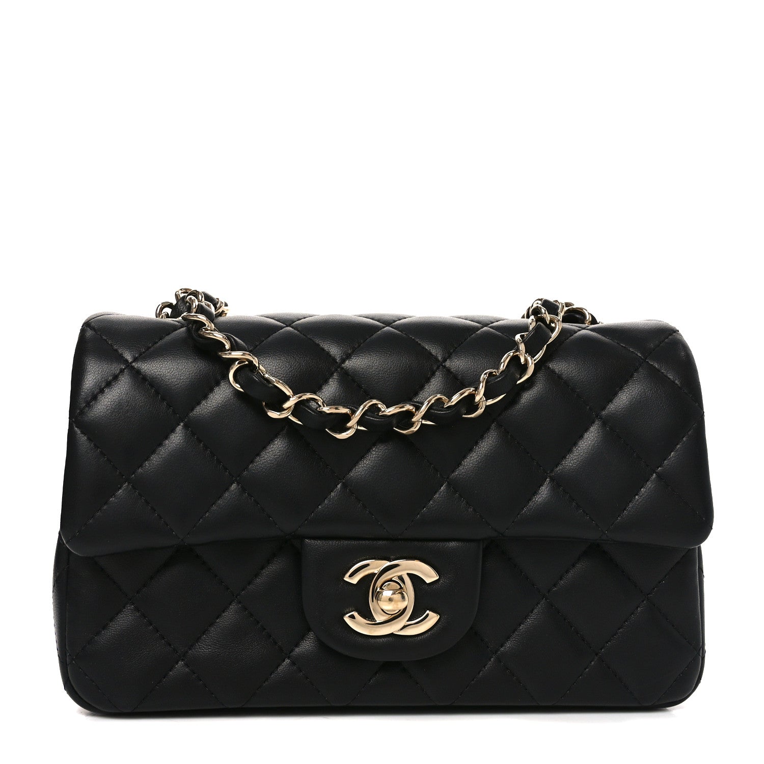 Chanel Lambskin Quilted Mini Rectangular Flap Black