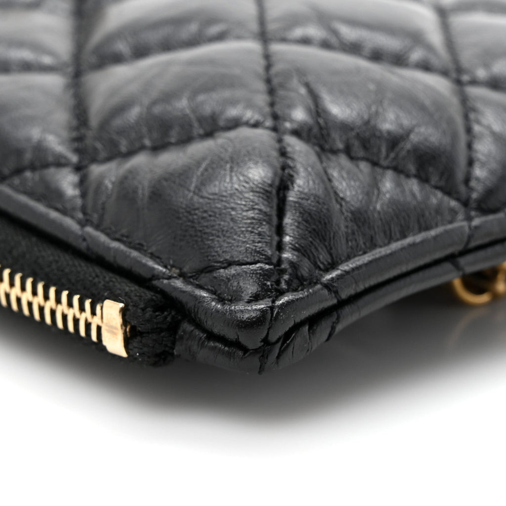 Chanel Aged Calfskin Quilted Reissue Phone Holder With Chain Bag Black