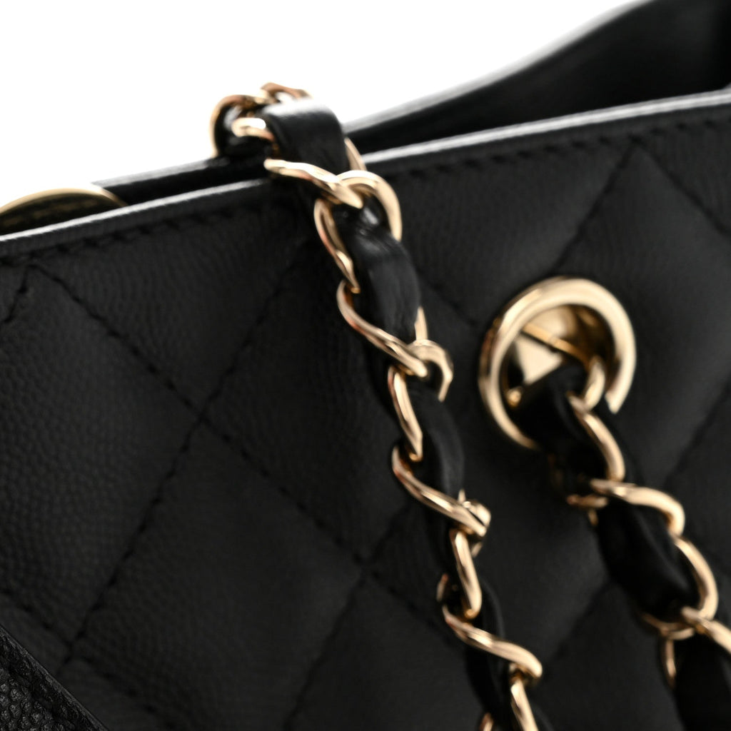 Chanel Caviar Quilted Small Shopping Tote  Black