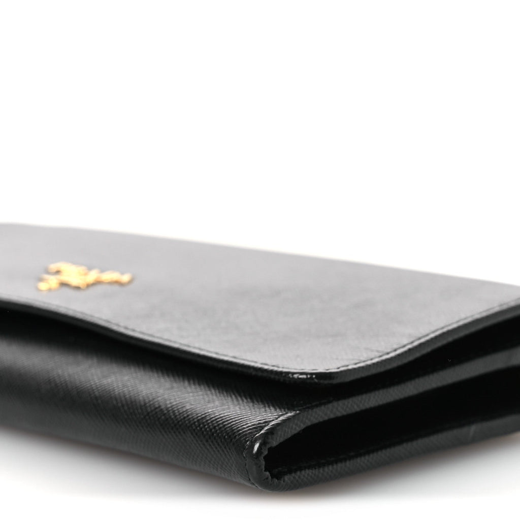 Prada Saffiano Metal Large Chain Wallet Black
