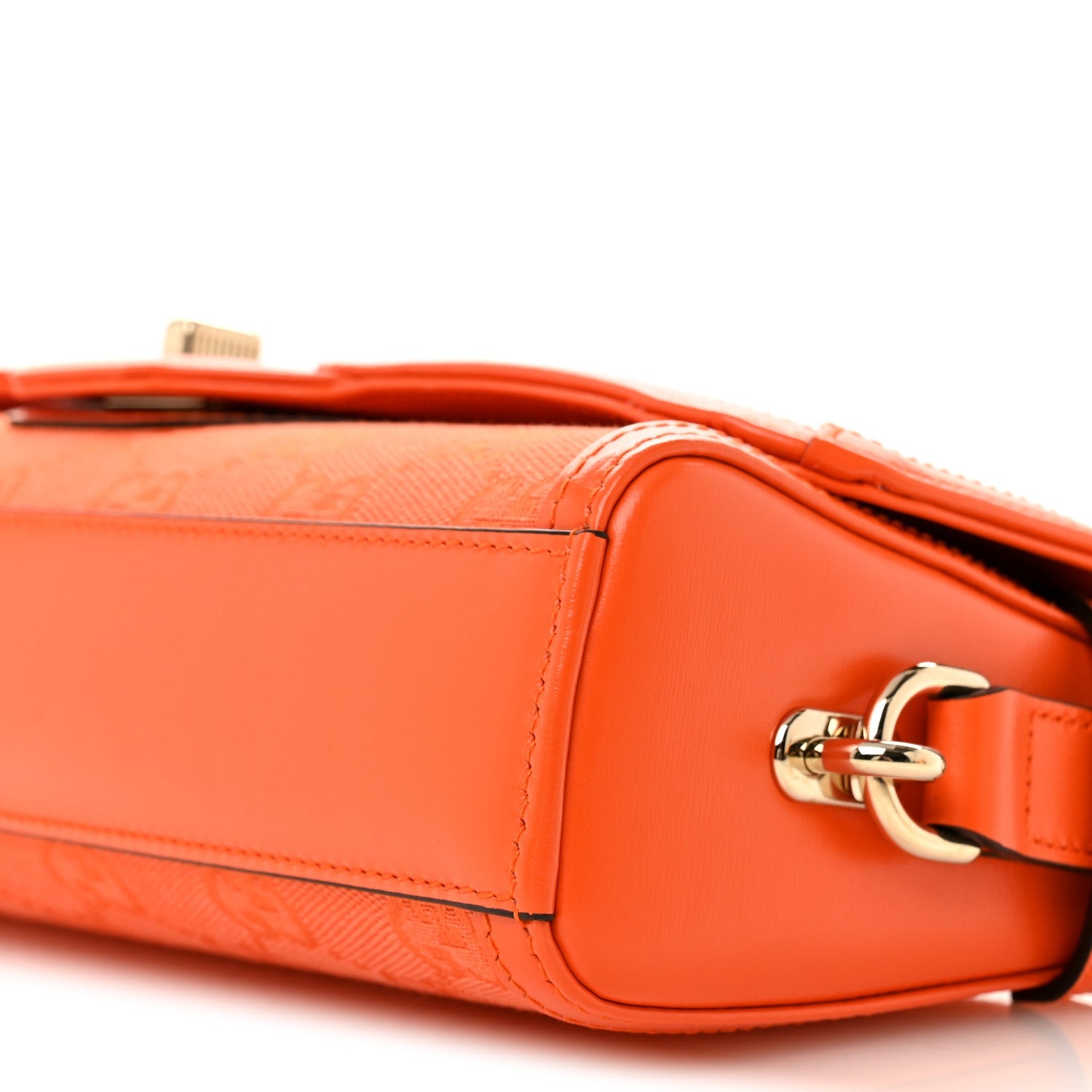 Gucci GG Monogram Textured Dollar Calfskin Small Luce Shoulder Bag Orange