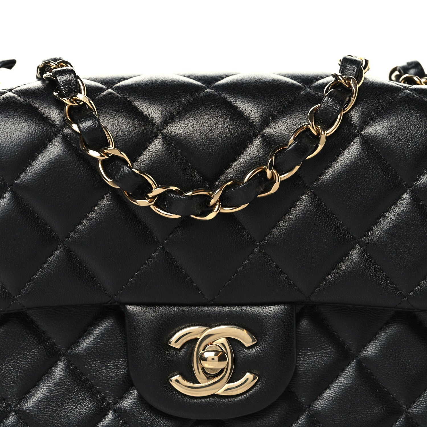 Chanel Lambskin Quilted Mini Rectangular Flap Black