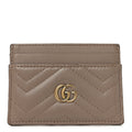 Gucci Calfskin Matelasse GG Marmont Card Holder Porcelain Rose