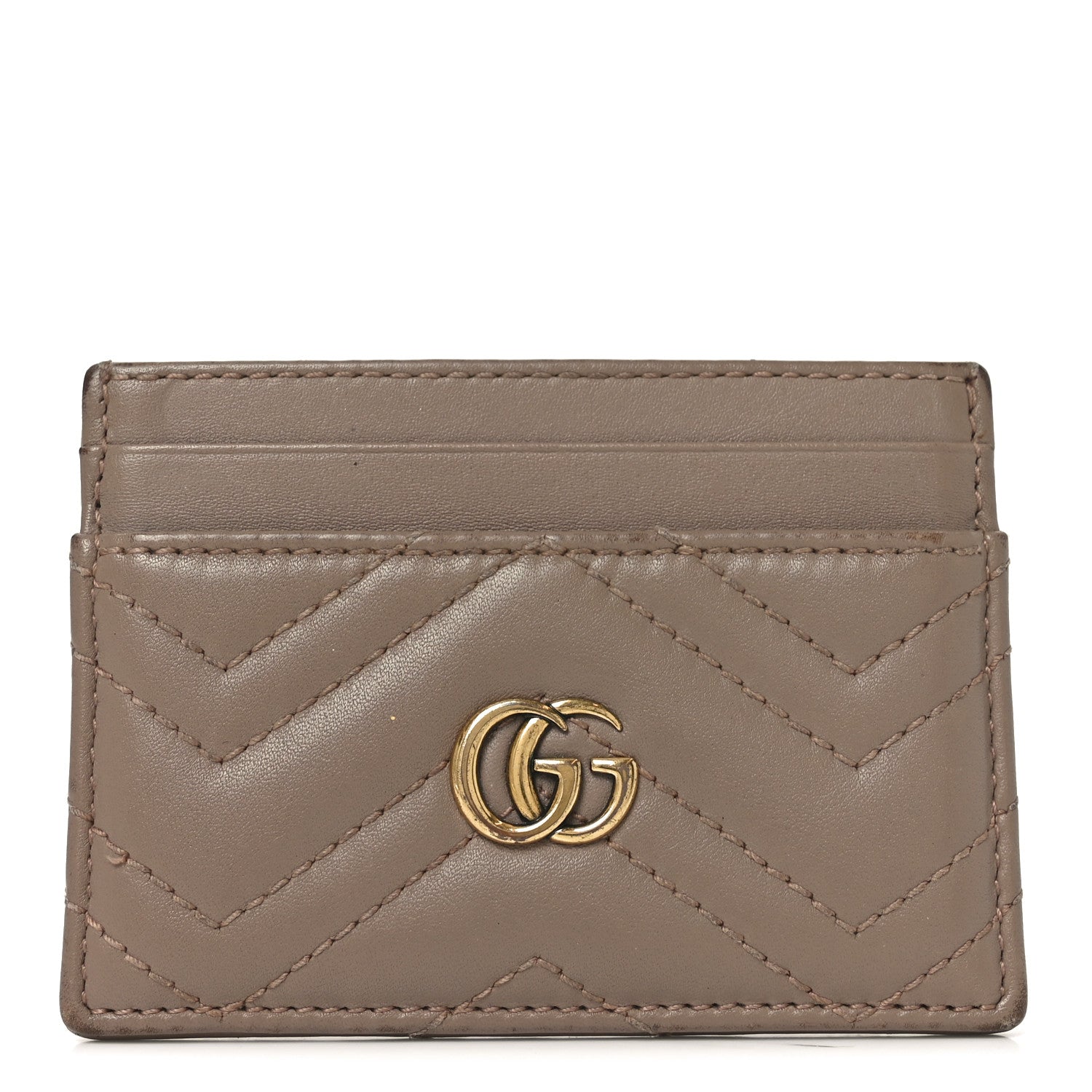 Gucci Calfskin Matelasse GG Marmont Card Holder Porcelain Rose