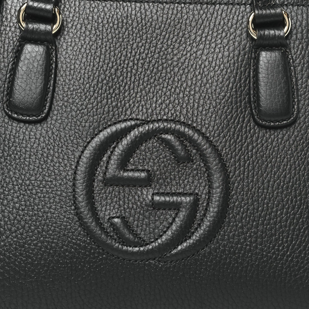 Gucci Dollar Calfskin Medium Soho Top Handle Satchel Black