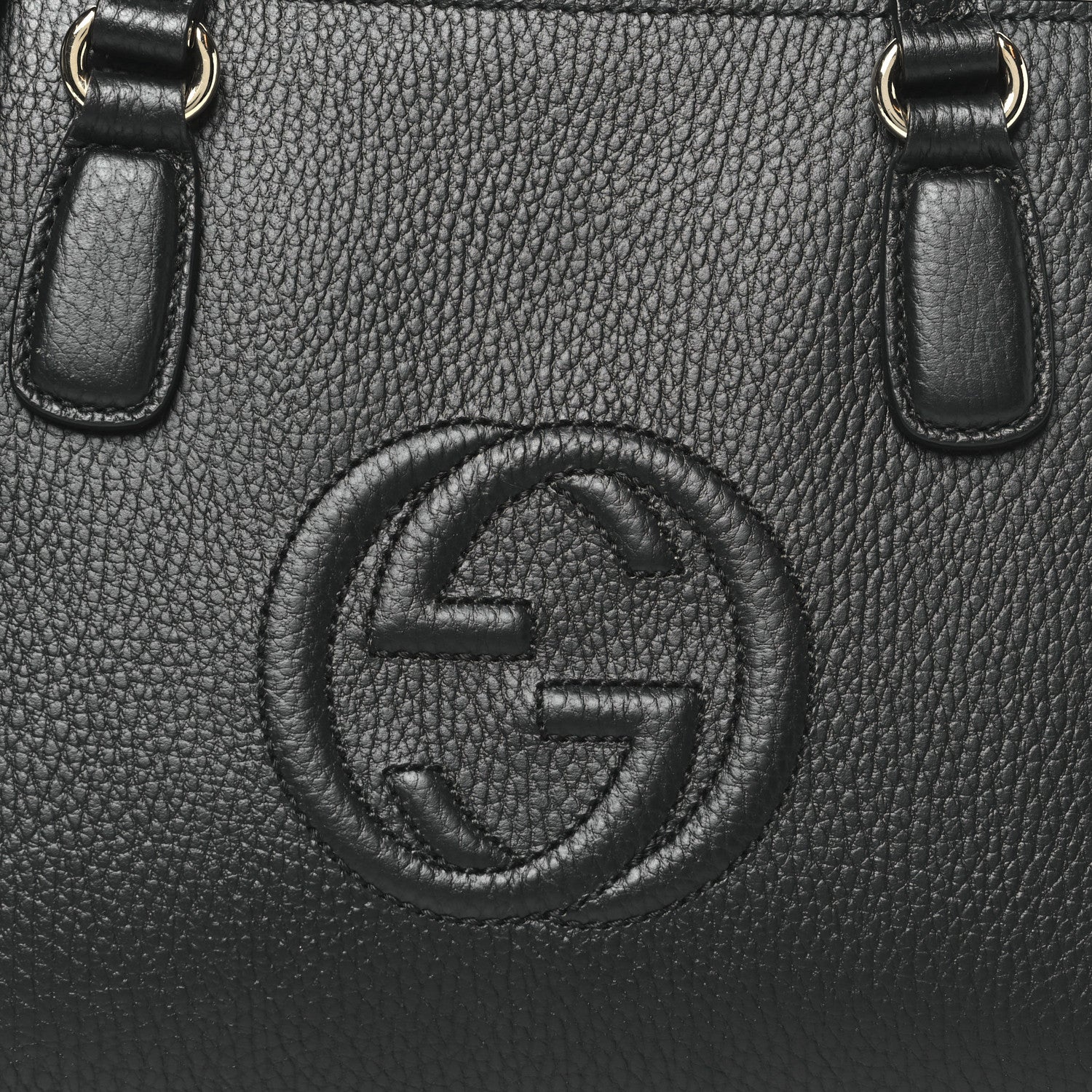 Gucci Dollar Calfskin Medium Soho Top Handle Satchel Black