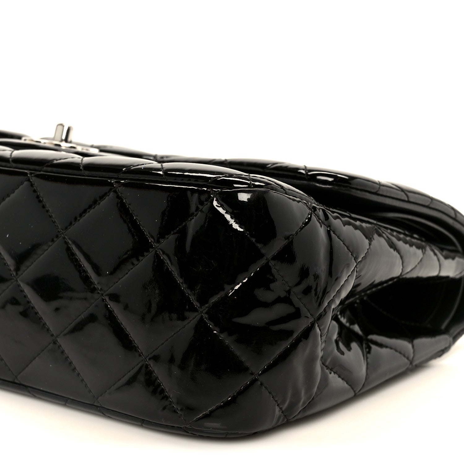 Chanel Patent Quilted Jumbo Double Flap Black