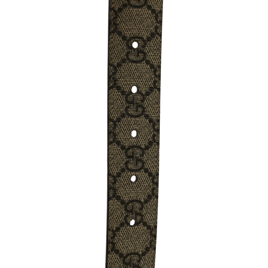 Gucci GG Supreme Monogram Textured Dollar Calfskin Blondie 30mm Belt 95 38 Beige Ebony New Acero