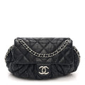 Chanel Washed Lambskin Quilted Medium Chain Around Messenger Black