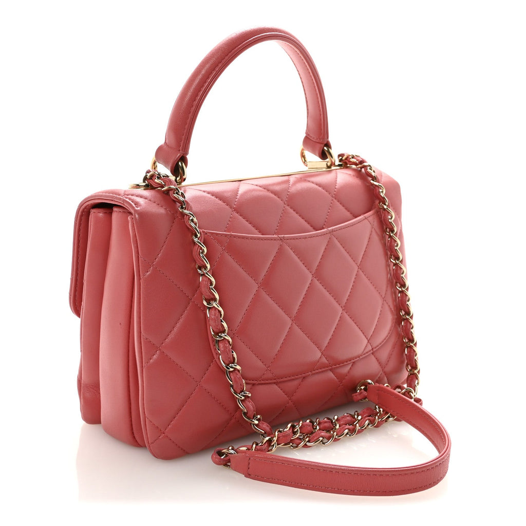Chanel Lambskin Quilted Small Trendy CC Flap Dual Handle Bag Dark Pink