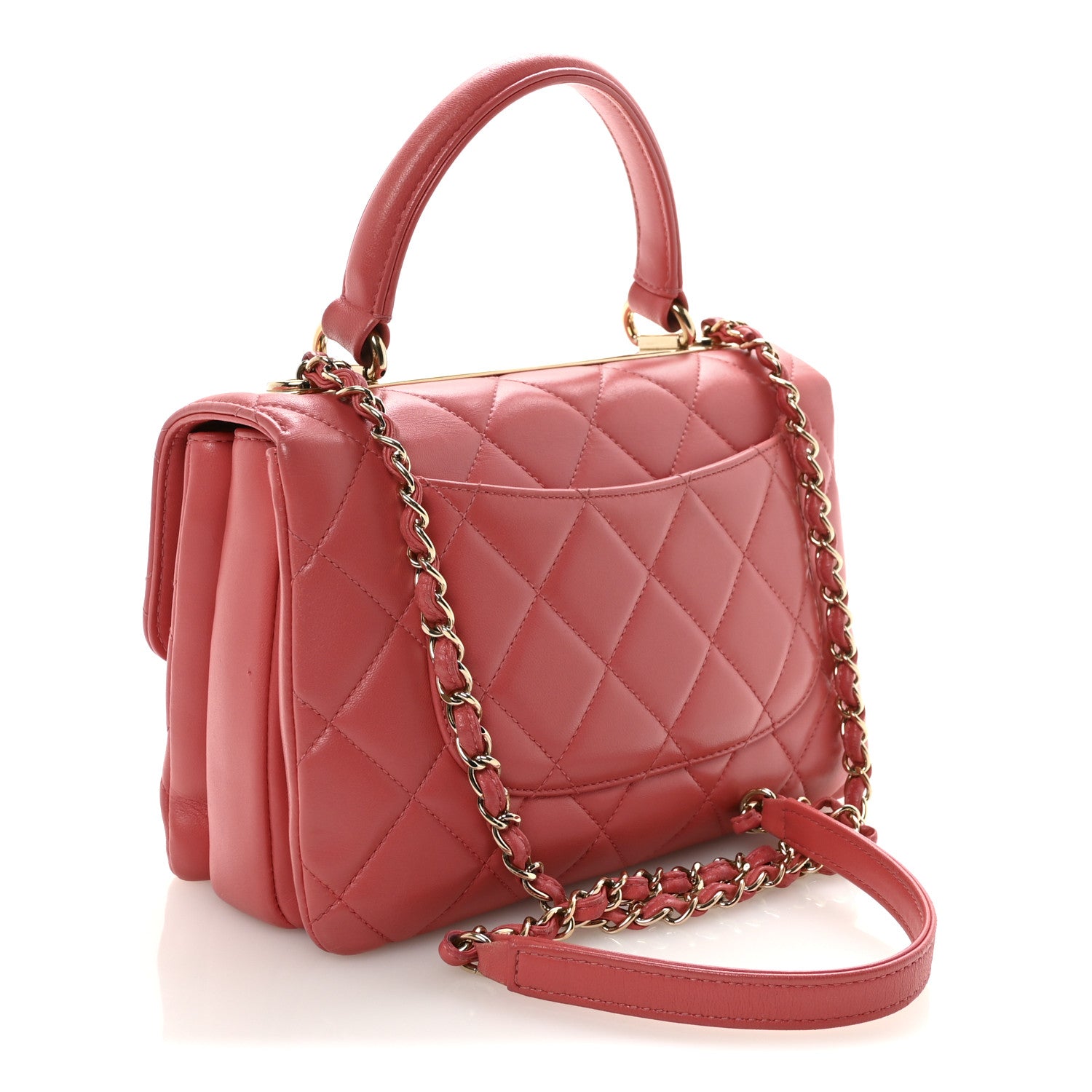 Chanel Lambskin Quilted Small Trendy CC Flap Dual Handle Bag Dark Pink
