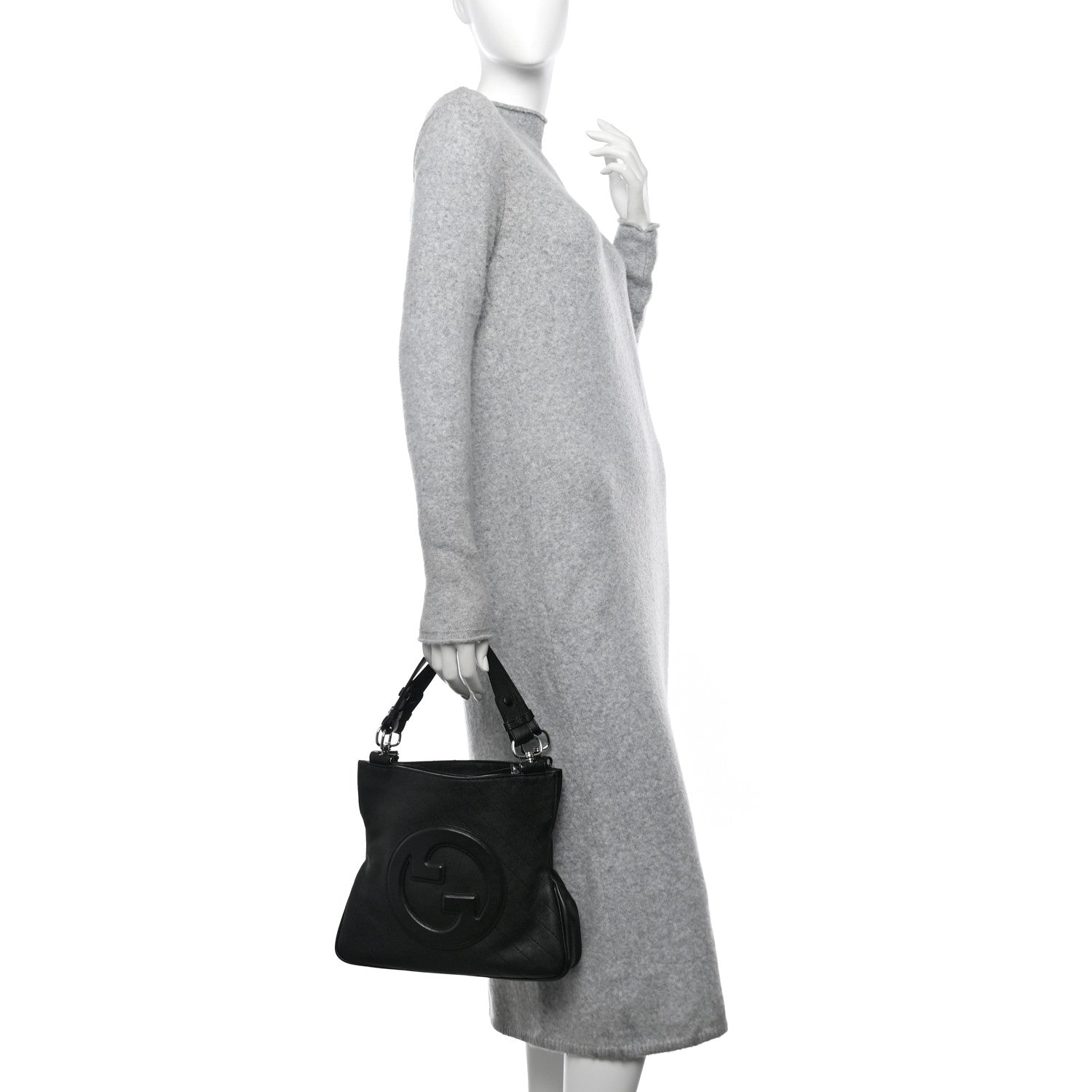 Gucci Sakai Be Green Calfskin Diagonal Stitched Small Blondie Tote Black