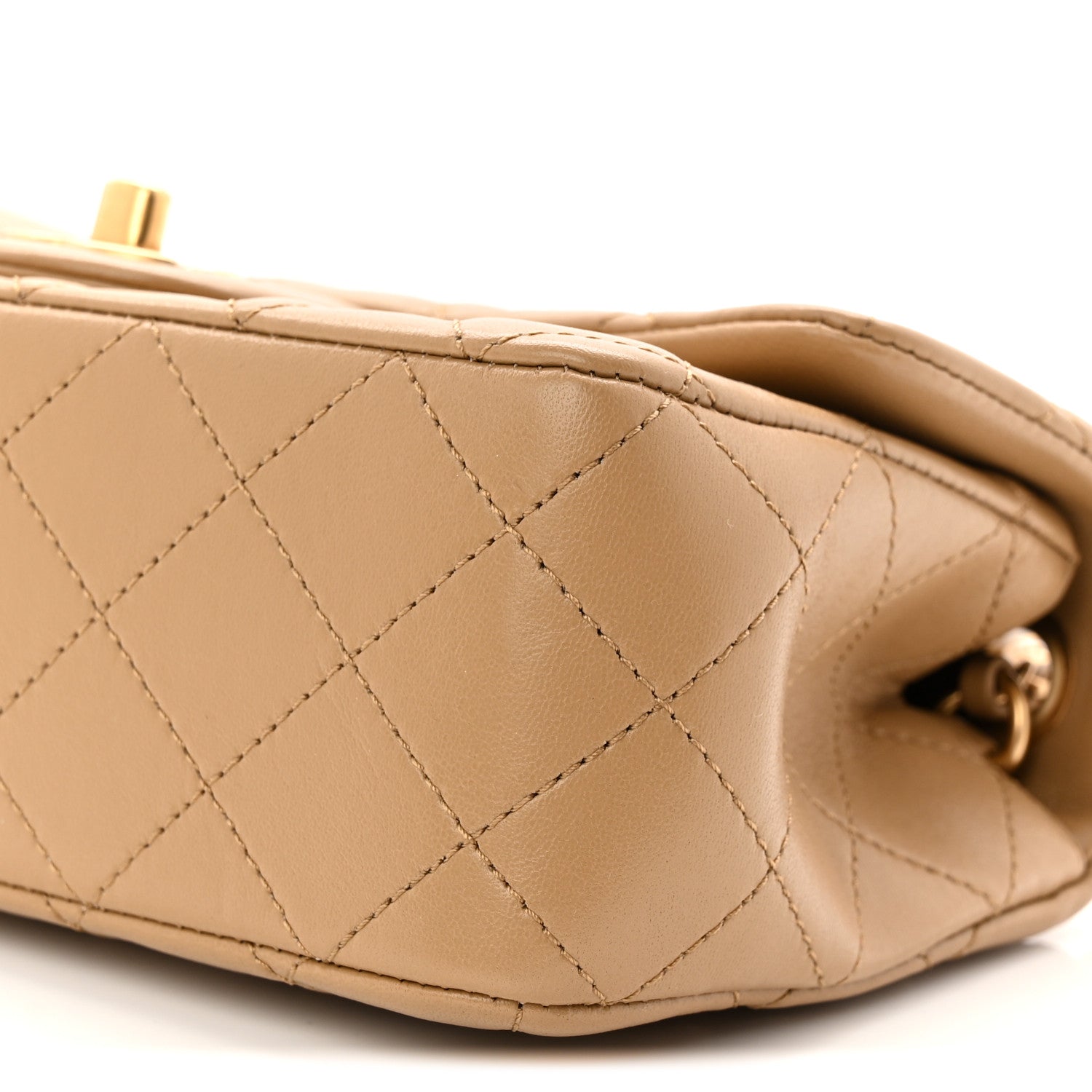 Chanel Lambskin Quilted Mini Rectangular Pearl Crush Flap Dark Beige