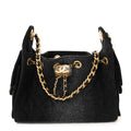Chanel Washed Denim Quilted Mini Chanel 25 Handbag Black