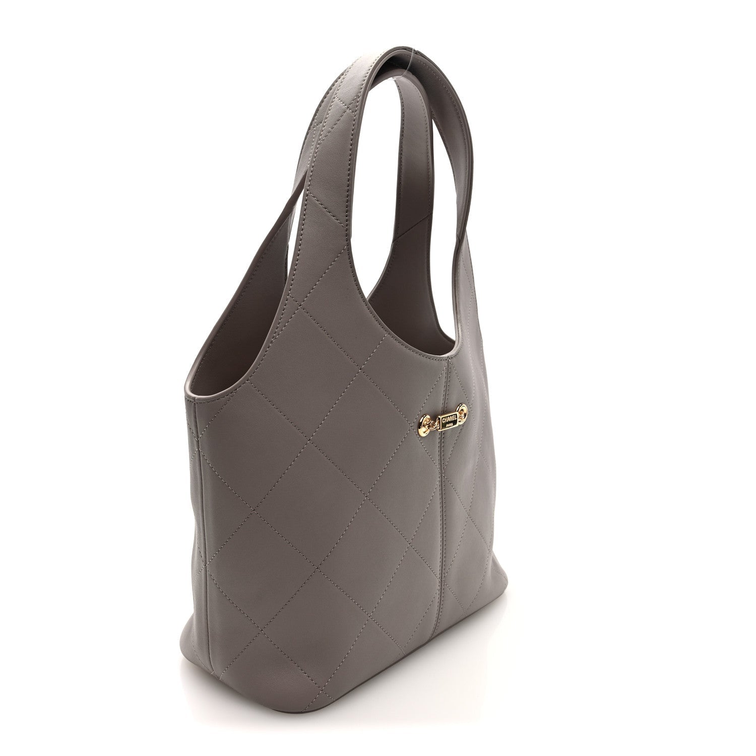 Chanel Calfskin Quilted Shopping Bag Dark Grey