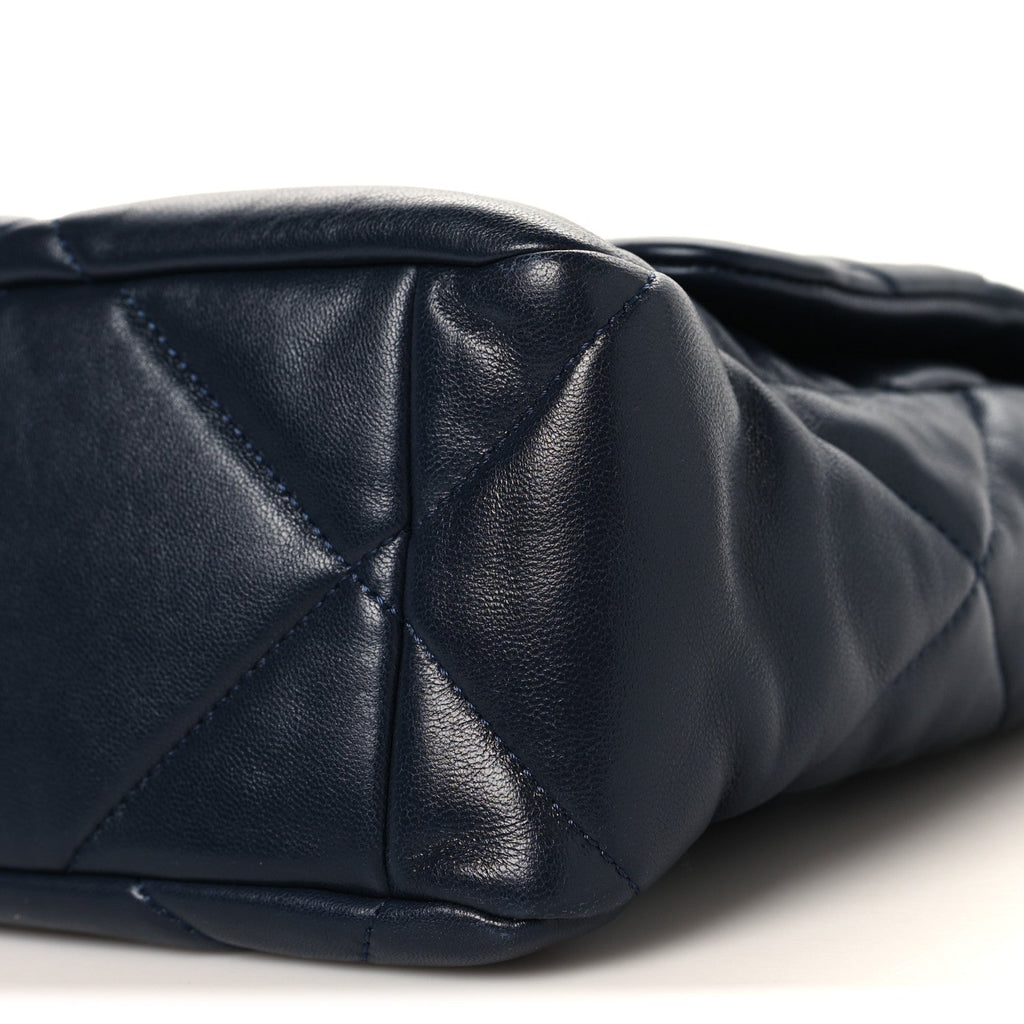 Chanel Lambskin Quilted Large Chanel 19 Flap Navy Blue