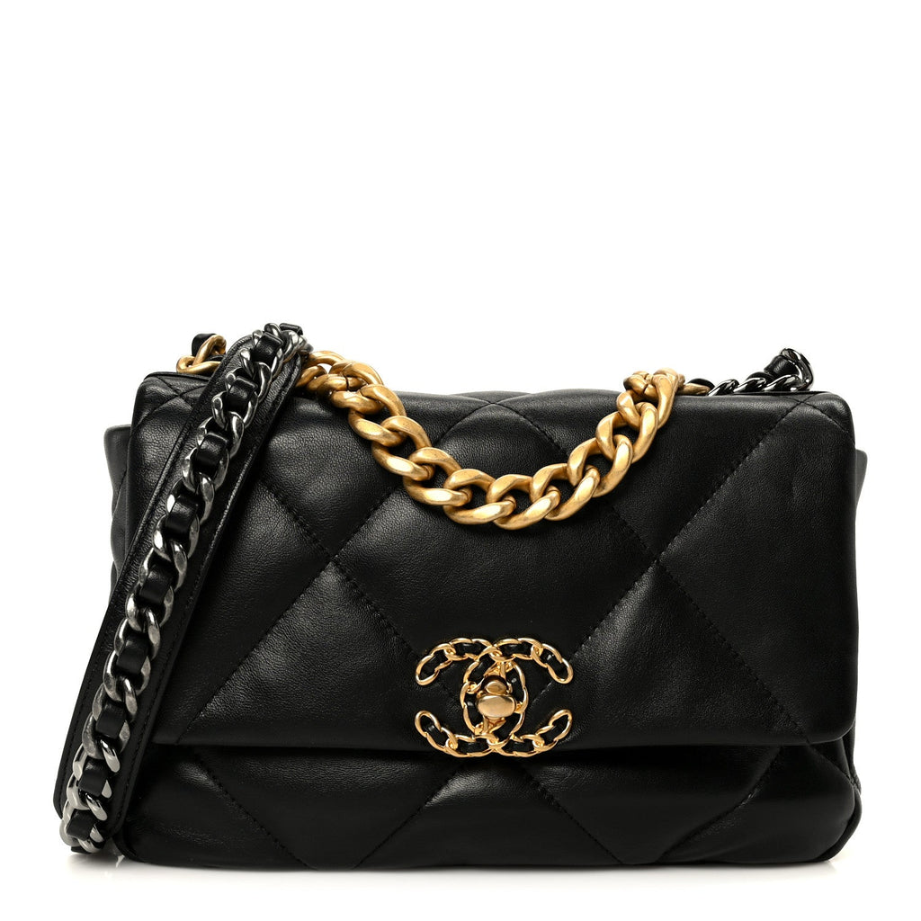 Chanel Lambskin Quilted Medium Chanel 19 Flap Black