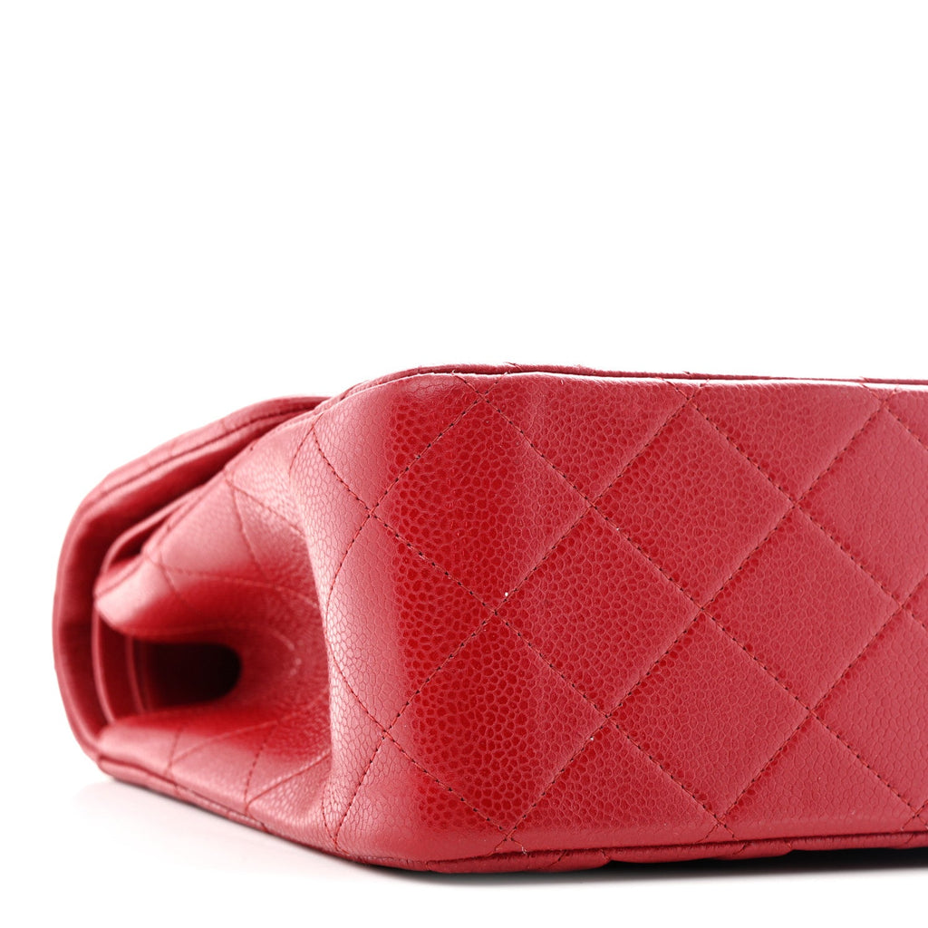 Chanel Caviar Quilted Jumbo Double Flap Red