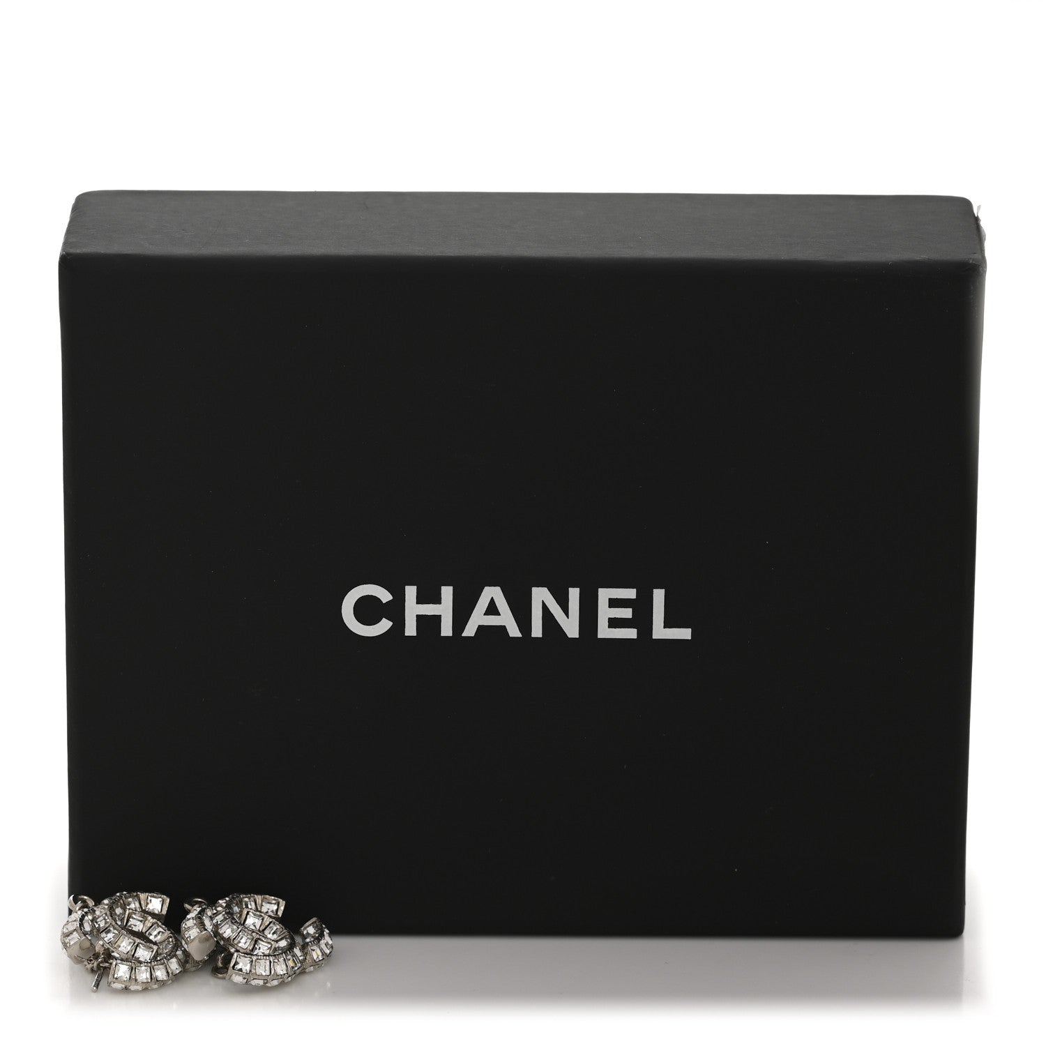 Baguette Crystal CC Drop Earrings Silver