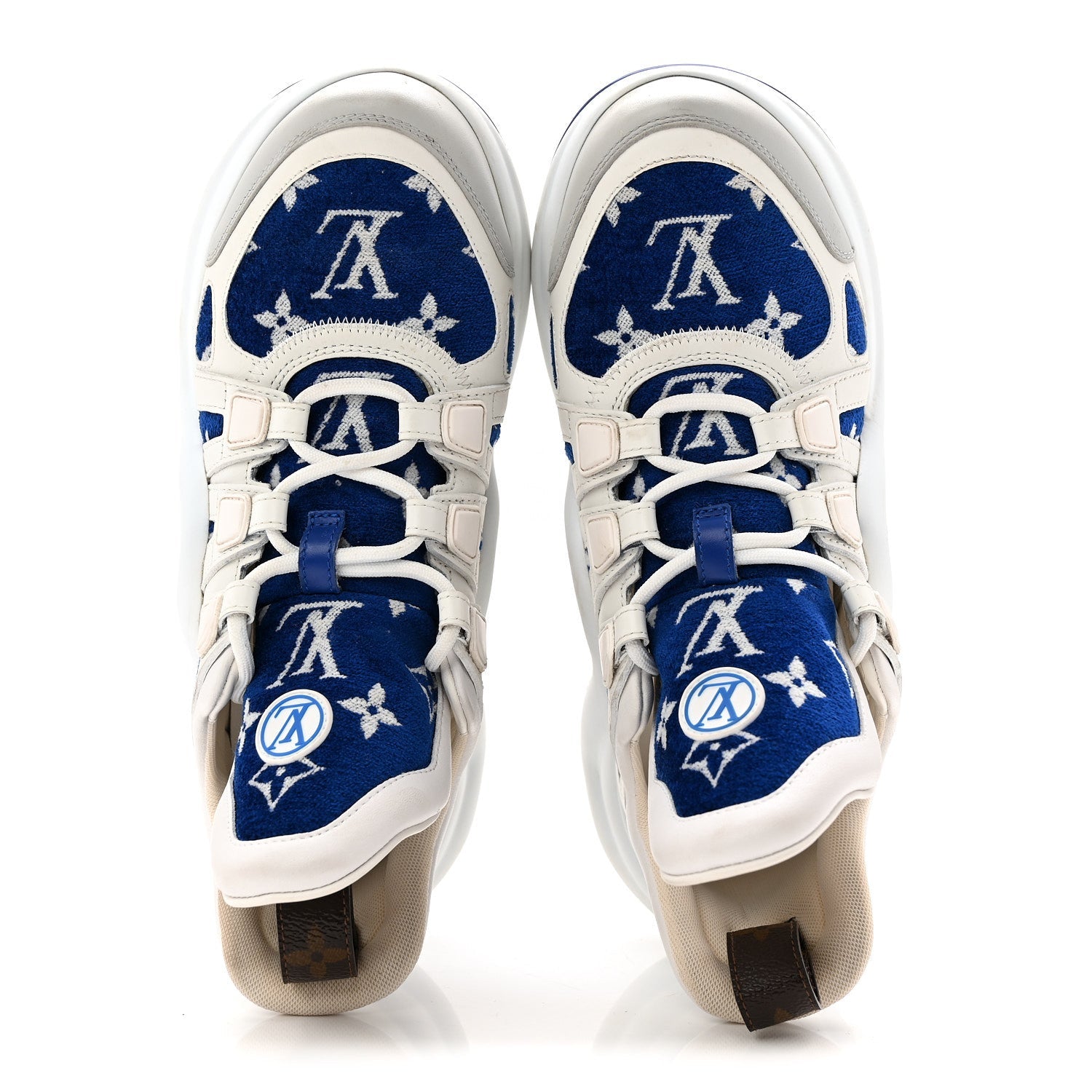 Louis Vuitton Jacquard Velvet Monogram LV Archlight Sneakers 37 White Blue