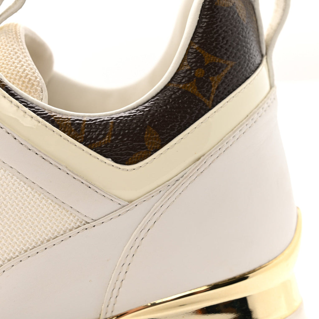Louis Vuitton Calfskin Monogram Run Away Sneakers 37 White