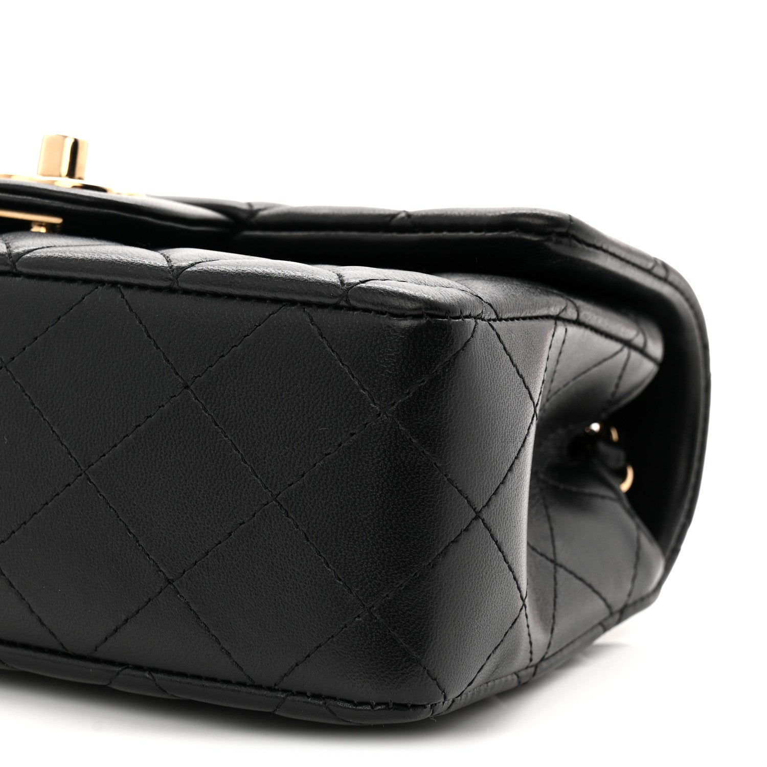 Chanel Lambskin Quilted Mini Rectangular Flap Black
