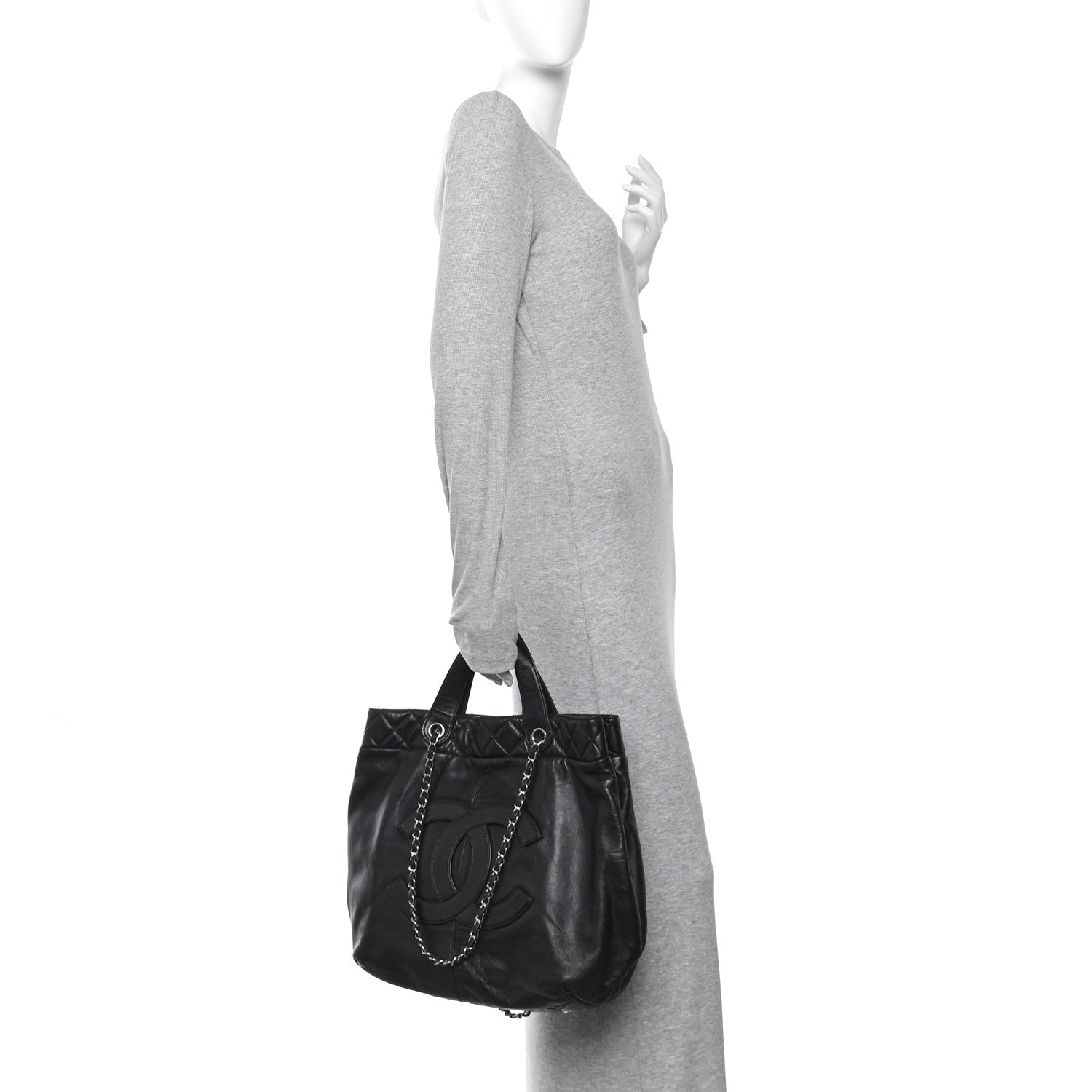 Chanel Calfskin Large Trianon Tote Black