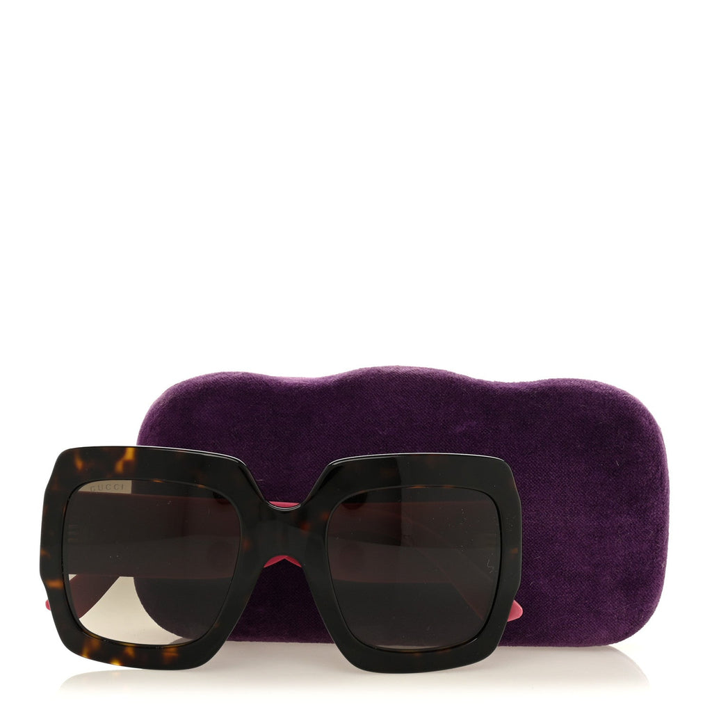 Gucci Square Frame GG0102S Sunglasses Glitter Pink Multi