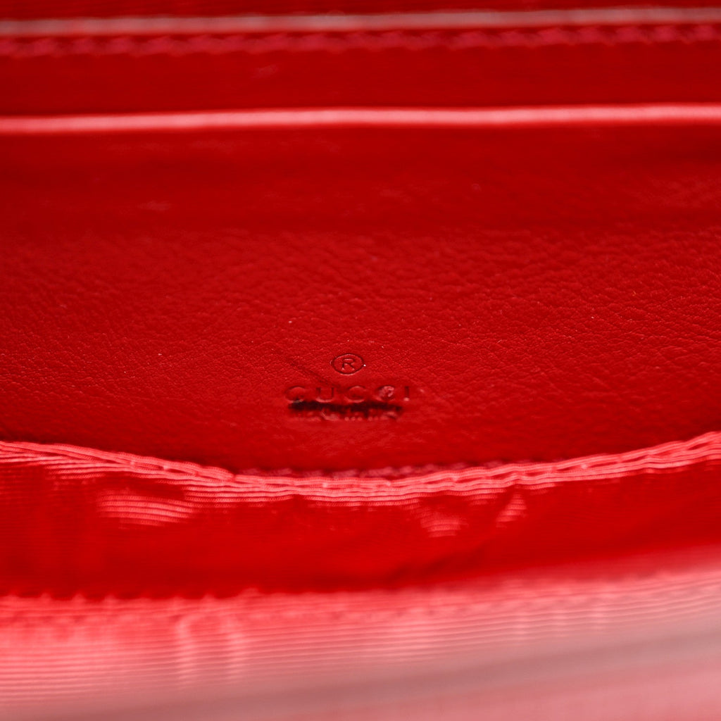 Gucci Moire Fabric Calfskin Rhinestone Monogram Monochrome Lizard Embossed Mini Bamboo 1947 Top Handle Chain Bag Red