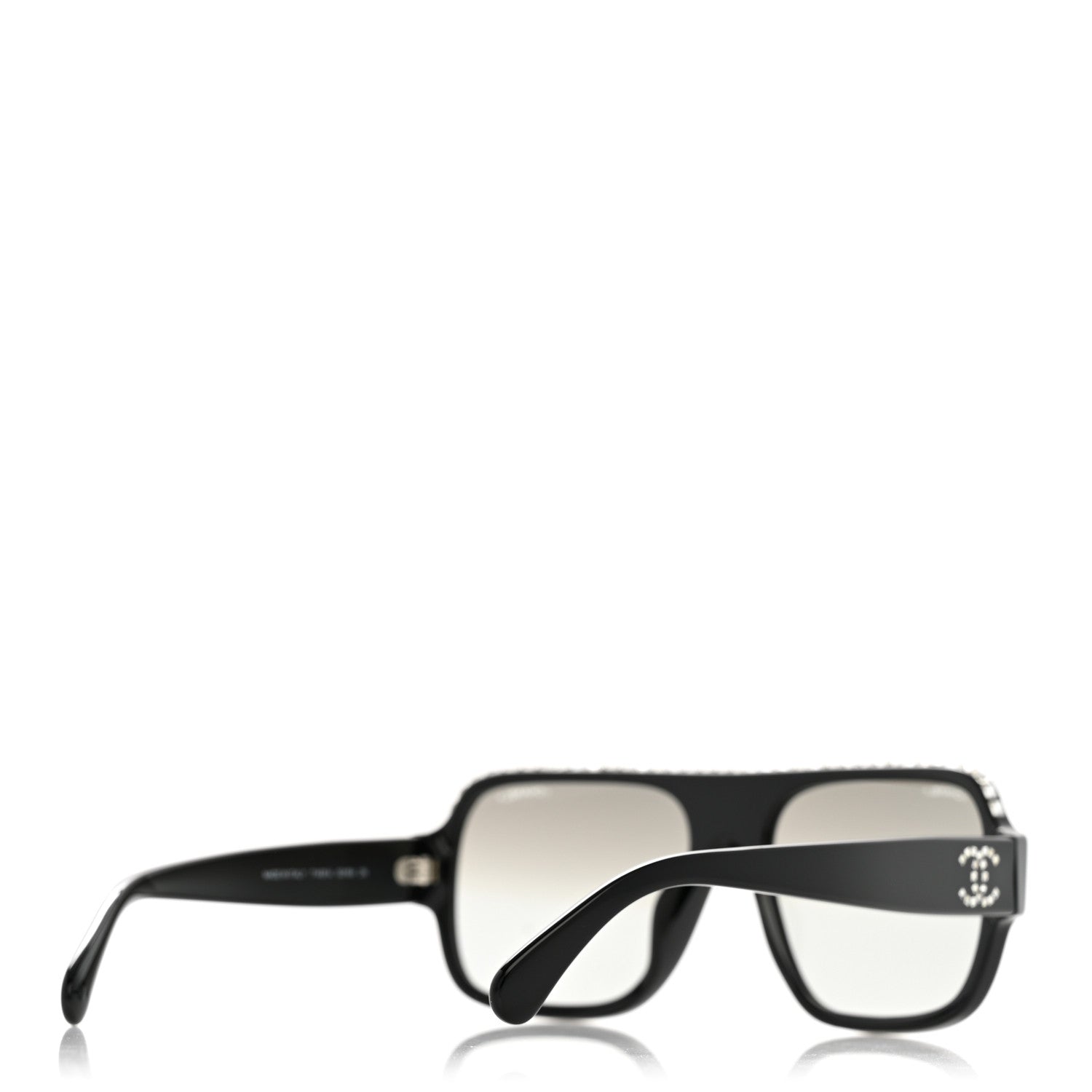 Acetate Crystal CC Shield Sunglasses 71431A Black Grey