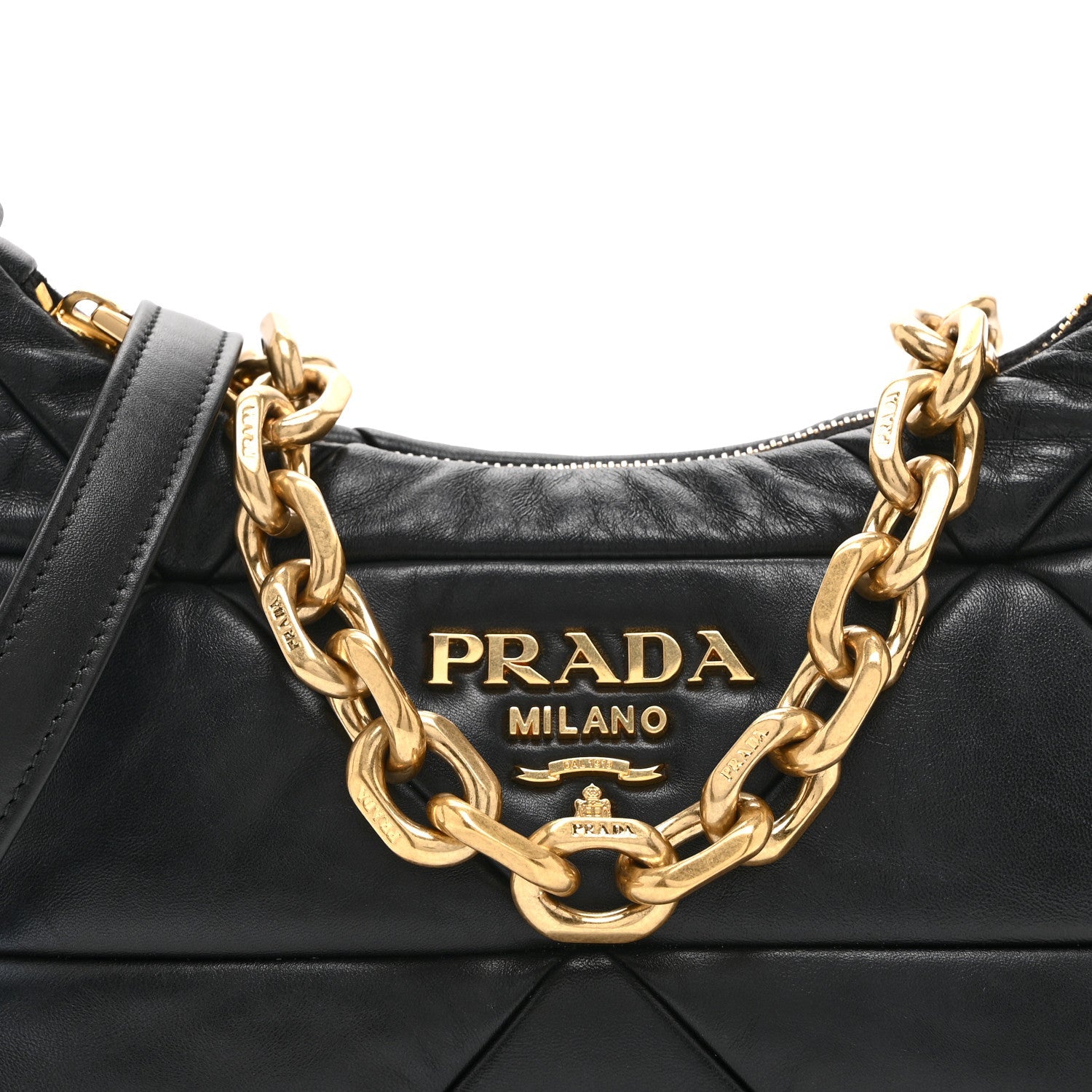 Prada Nappa Triangle Quilted Patchwork System Bag Black